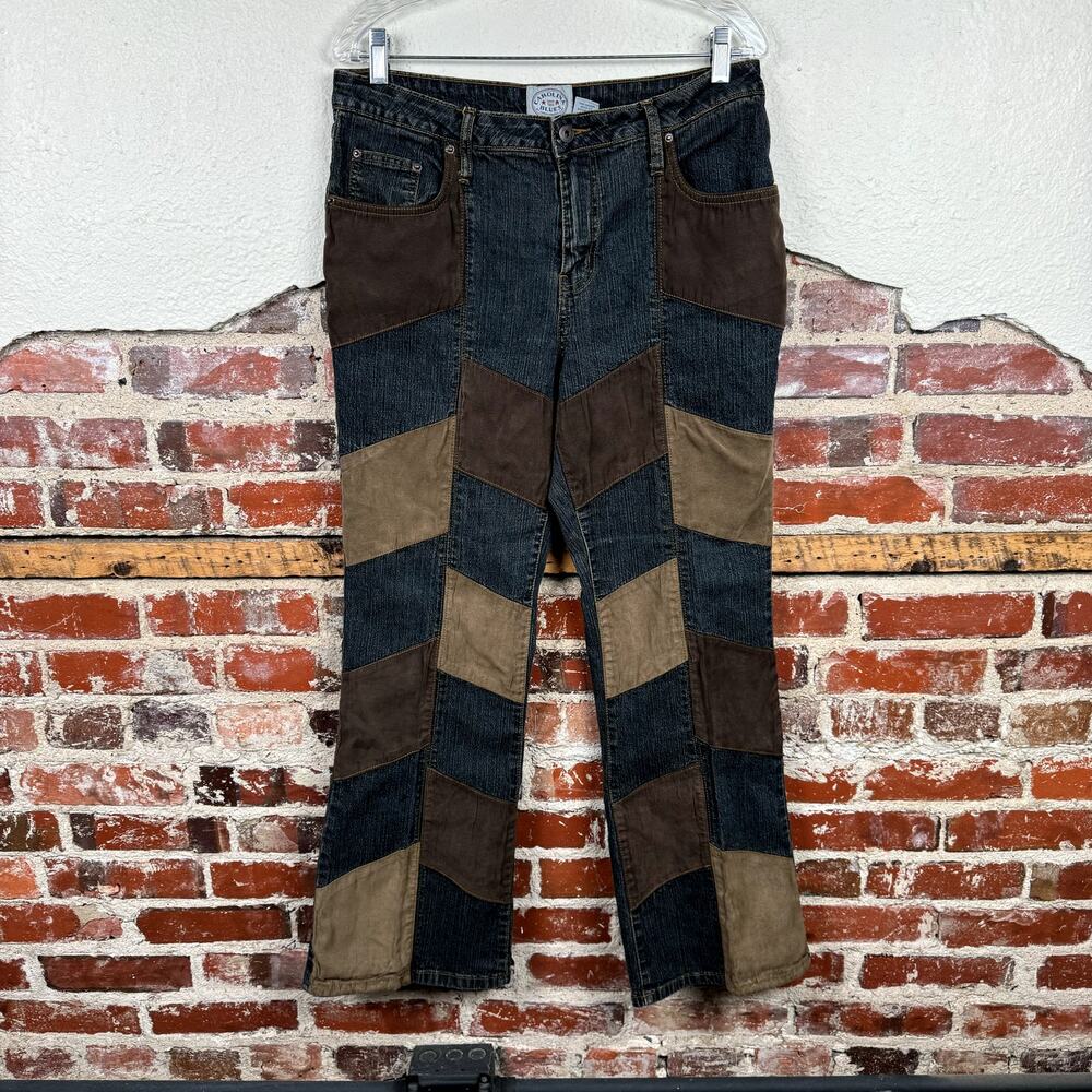 Vintage Carolina Blues Jeans Sz 34 Dark Wash Straight Leg Mid Rise Patchwork Y2K